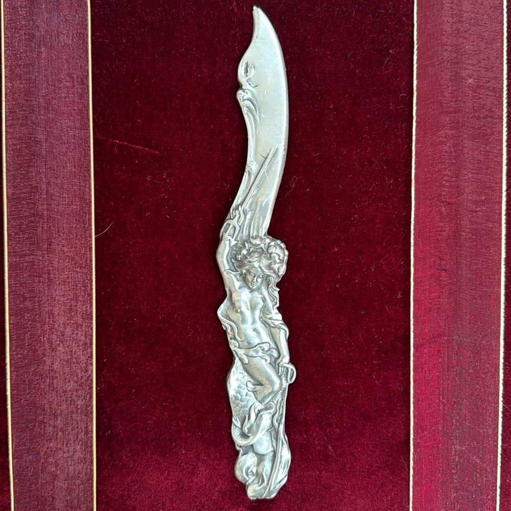 Vintage French Pewter Mermaid Letter Opene Les Étains de Paris Art Nouveau Style